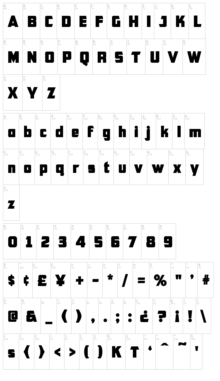 CFB1 American Patriot font map